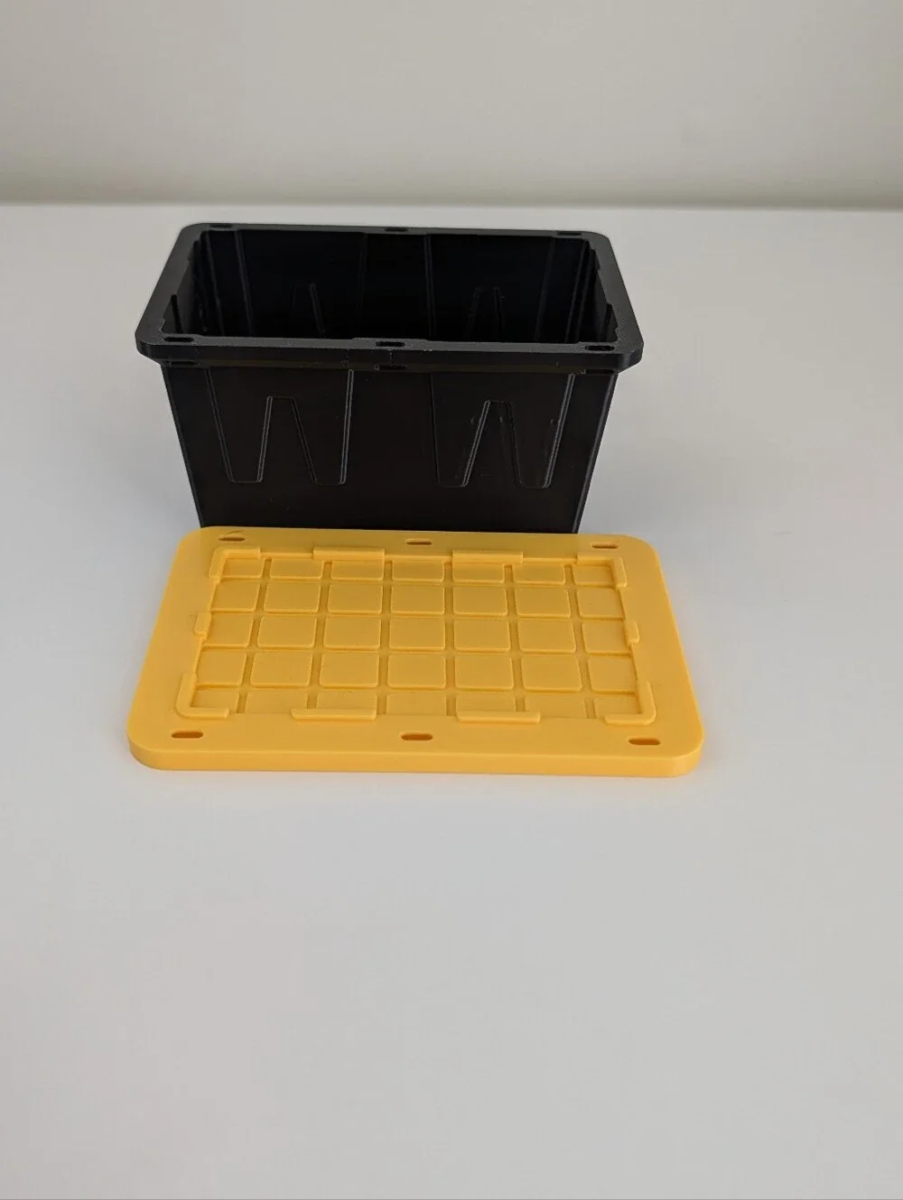 3D Printed Mini Storage Tote with Lid (Black & Yellow)